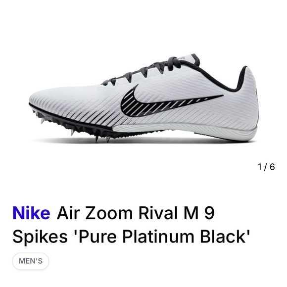 Nike Other - Nike Air Zoom Rival M 9 Spikes in Pure Platinum and Black